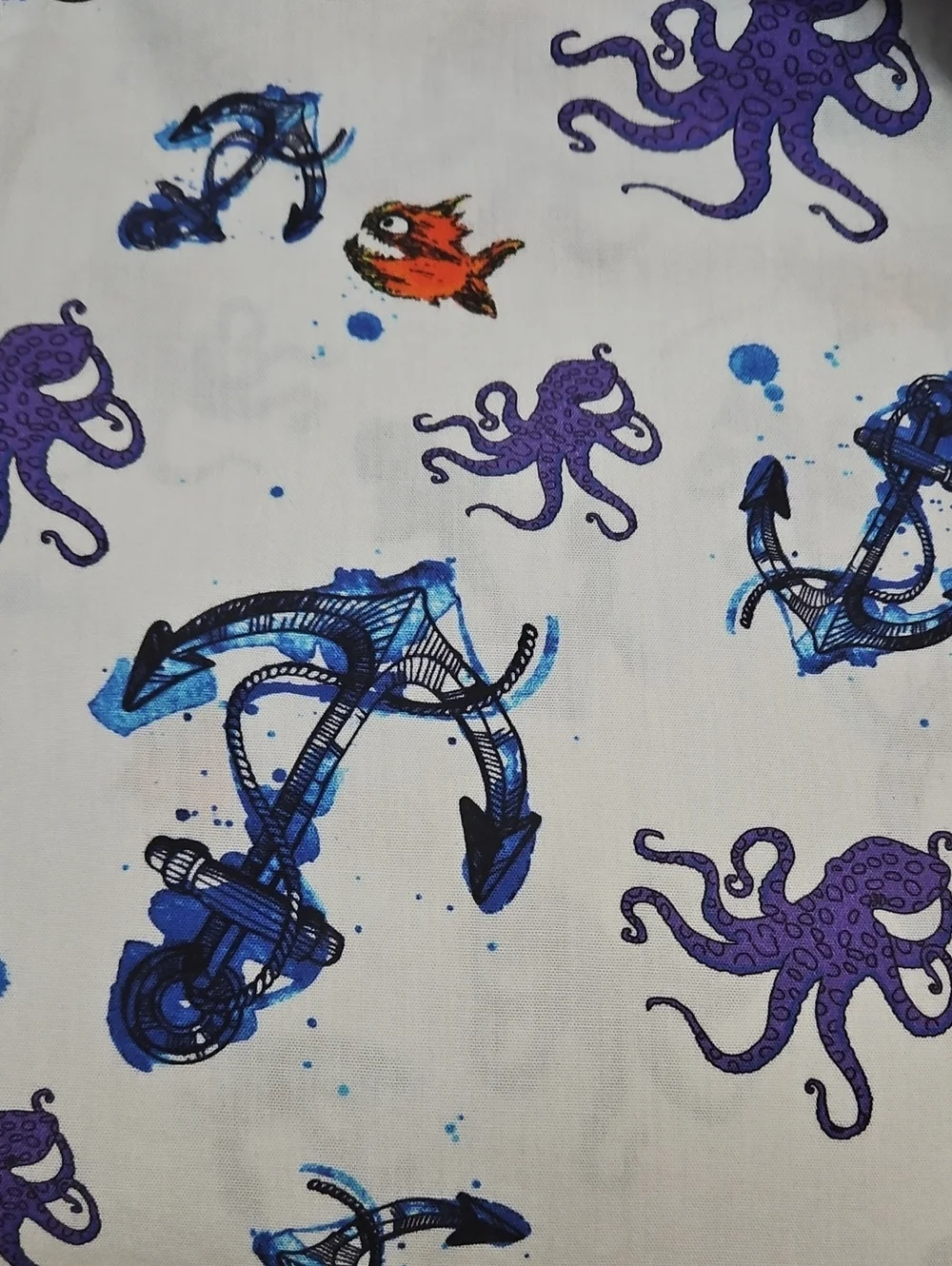Pirana Joe Octopus & Anchor Print Button Up Shirt Men's Large Short Sleeve - Picture 7 of 9